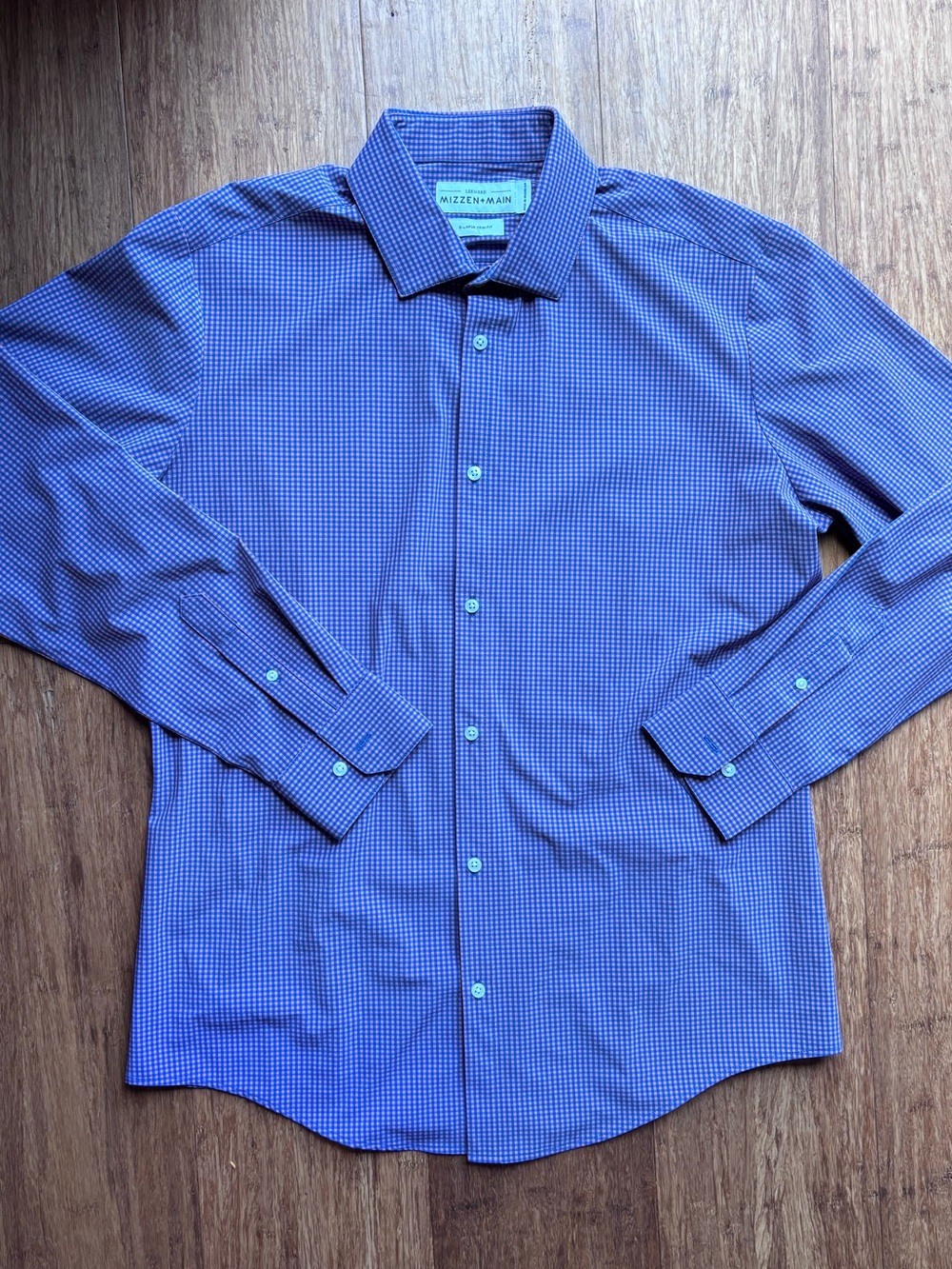 Mizzen + Main Leeward Performance No-Iron Men’s Dress Shirt Gingham Size XL